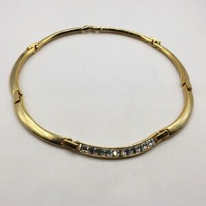 Vintage 70’s  Rhinestone Bar Link Collar Necklace